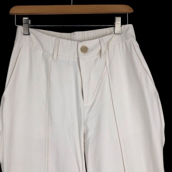 NWT Women’s High Rise Slim Straight Leg Pintuck Ankle Pants, Ivory Trousers SZ 8 - Picture 6 of 12